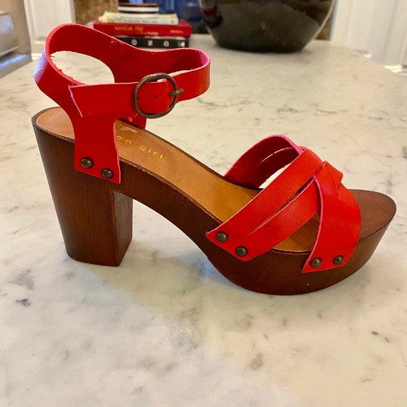 Madden Girl Shoes - MADDEN GIRL Nora Ankle Strap Platform Red Sandal 8